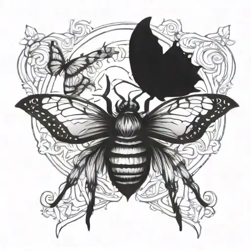 spider and butterfly tattoo design idea