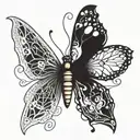 spider and butterfly tattoo design idea