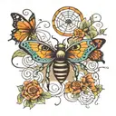 spider and butterfly tattoo design idea