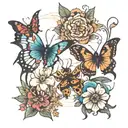 spider and butterfly tattoo design idea