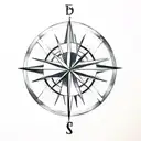 A minimalist design of a dog paw print on a compass rose, symbolizing direction and loyalty tattoo design idea