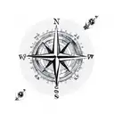 A minimalist design of a dog paw print on a compass rose, symbolizing direction and loyalty tattoo design idea
