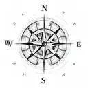 A minimalist design of a dog paw print on a compass rose, symbolizing direction and loyalty tattoo design idea