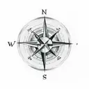 A minimalist design of a dog paw print on a compass rose, symbolizing direction and loyalty tattoo design idea