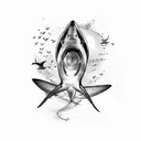 blue shark tattoo design idea