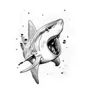 blue shark tattoo design idea