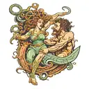 medusa and Theseus fighting each other tattoo design idea