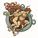 medusa and Theseus fighting each other tattoo design idea