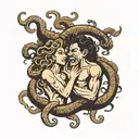 medusa and Theseus fighting each other tattoo design idea