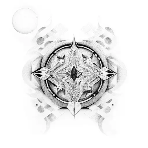 etoile 8 branches,boussole,fleche tattoo design idea