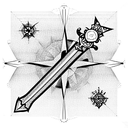 money compass sword tattoo design idea