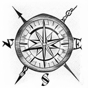 money compass sword tattoo design idea
