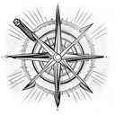 money compass sword tattoo design idea