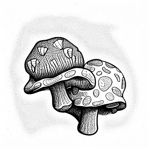 Mushroom, 3D tattoo design idea
