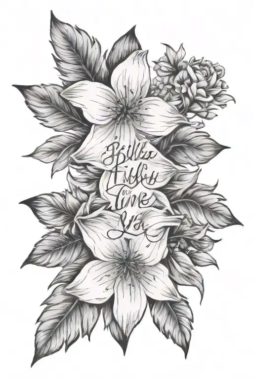 Billie eilish lyrics did I cross the line but the word line stretches into a wildflower tattoo design idea
