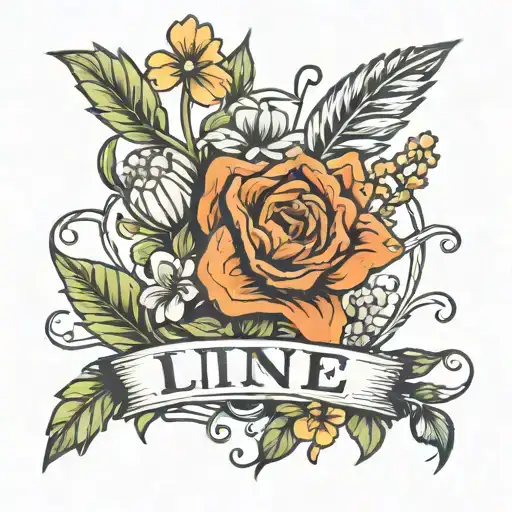   did I cross the line but the word line stretches into a wildflower tattoo design idea