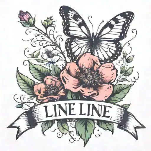   did I cross the line but the word line stretches into a wildflower tattoo design idea