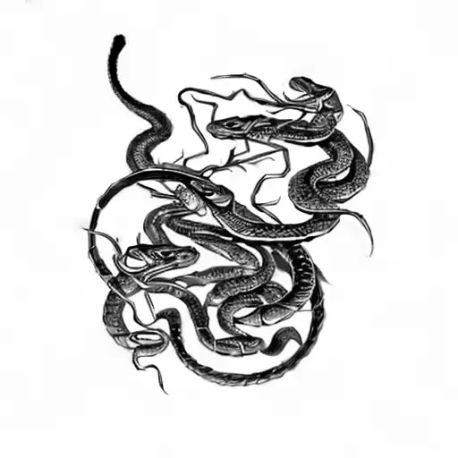 a snake and scorpion dueling horizontally tattoo design idea