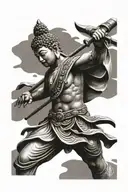 Buddha warrior tattoo design idea