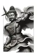 Buddha warrior tattoo design idea