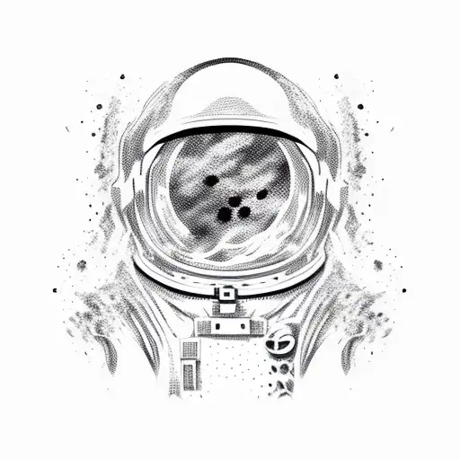 astronaut covered in flames tattoo design idea