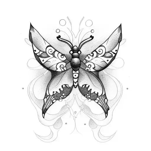 mystical garden with moths and snails tattoo design idea