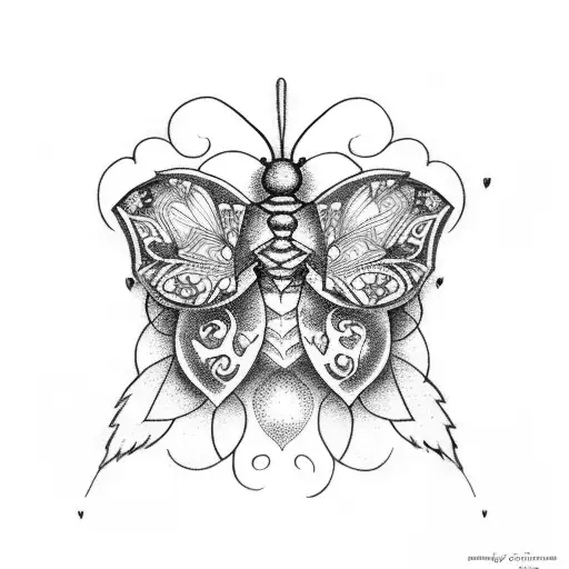 mystical garden with moths and snails tattoo design idea