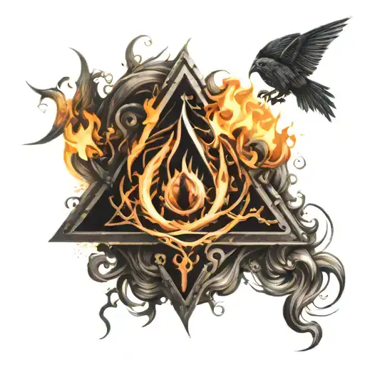 Alchemy symbols air surrounded by fire element symbol tattoo design idea