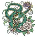 Dragon flowers snakes water tattoo design idea