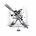 White background with Baseball bat with nails sticking out of it, teal bandana wrapped around base of bat tattoo design idea