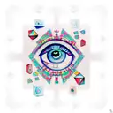 eye of Horus in the middle of a rubies cube with money around tattoo design idea