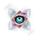 eye of Horus in the middle of a rubies cube with money around tattoo design idea