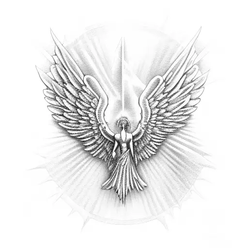 angel ak 47 versace wings on chest tattoo design idea