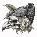 RAVEN SKULL tattoo design idea