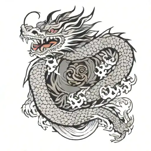 dragons and ralist death tattoo design idea