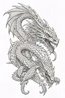 Well-designed, realistic dragons and death tattoo design idea