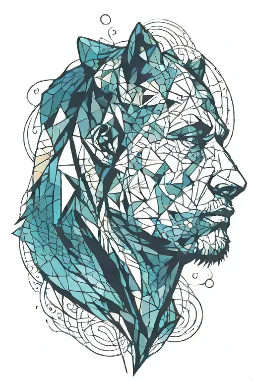 face of man and bear   tattoo design idea