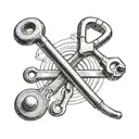 A wrench and a stethoscope crossed, representing the balance between physical and mental health tattoo design idea