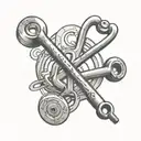 A wrench and a stethoscope crossed, representing the balance between physical and mental health tattoo design idea