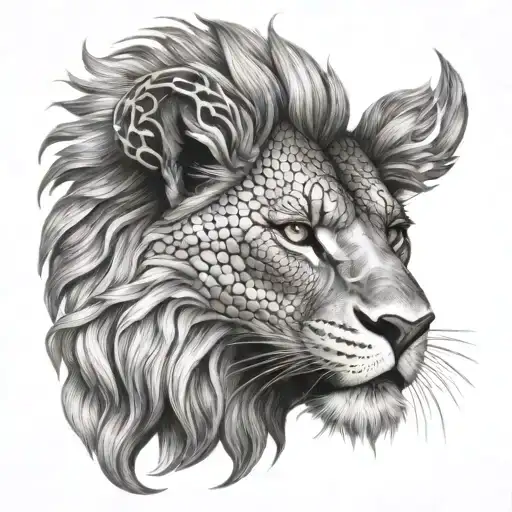 snake lion head tattoo design idea