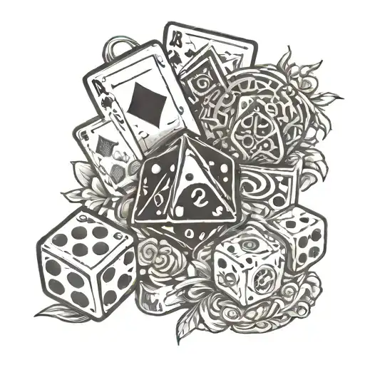 cards and dices tattoo design idea