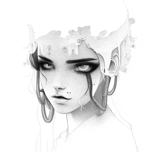 woman drain gang tattoo design idea