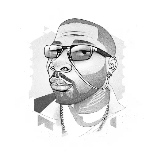 Gangsta rapper surrounded by skyscrapers tattoo design idea