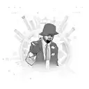 Gangsta rapper surrounded by skyscrapers tattoo design idea