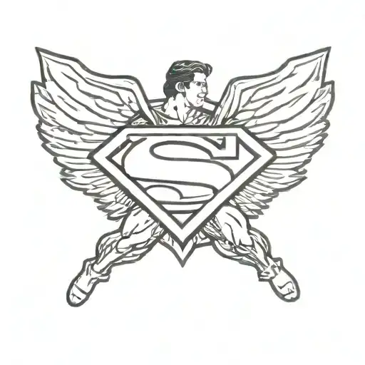 superman logo with wings and a halo tattoo design idea