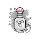 leaking potion bottle with a brain inside. With the label: dopamine tattoo design idea