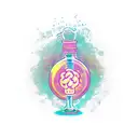 leaking potion bottle with a brain inside. With the label: dopamine tattoo design idea
