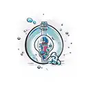 leaking potion bottle with a brain inside. With the label: dopamine tattoo design idea