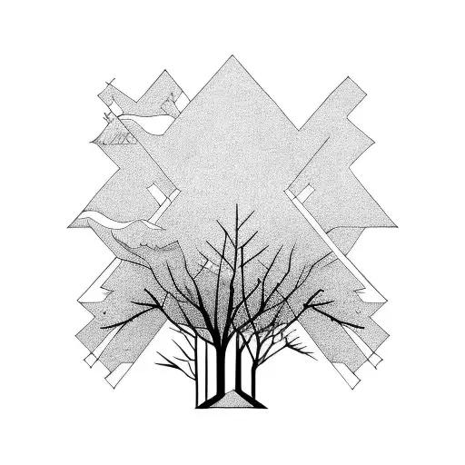 Silhouette in front of a forest tattoo design idea