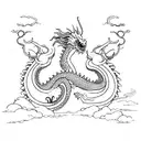 curve and long simple dragon, ghibli studio, simple line tattoo design idea